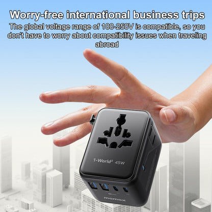 MOMAX UA31D 1-World 2 45W Dual AC 5-Port Universal Travel GaN Charger with 60W Cable, UA31D