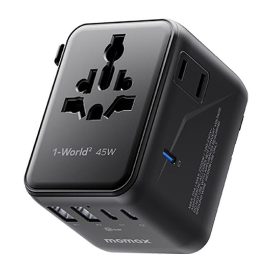 MOMAX UA31D 1-World 2 45W Dual AC 5-Port Universal Travel GaN Charger with 60W Cable, UA31D