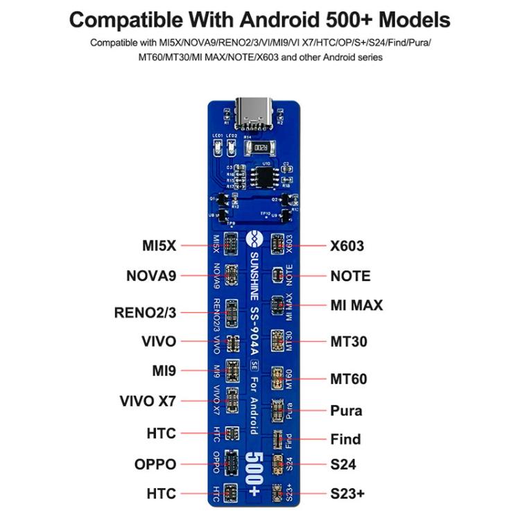 SUNSHINE SS-904A SE Universal Android Phones Battery Activation Board with Auto Polarity, SUNSHINE SS-904A SE