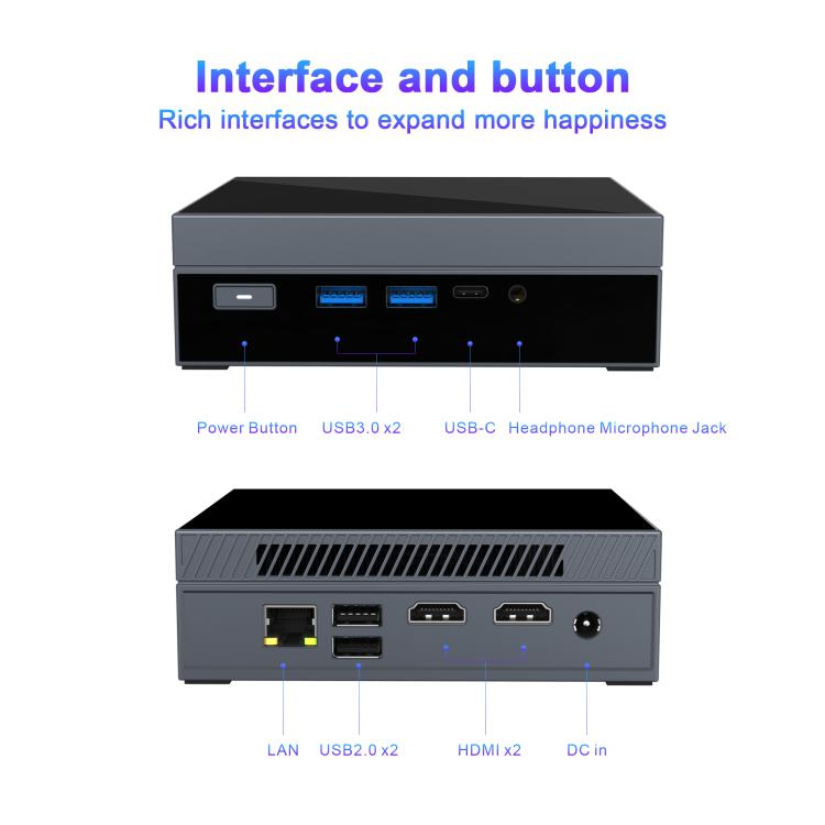 GXMO GX59 Windows 11 Mini PC, 16GB+512GB, Intel 12th Gen Celeron N5095 Quad-Core Processor, EU Plug, US Plug, UK Plug, AU Plug