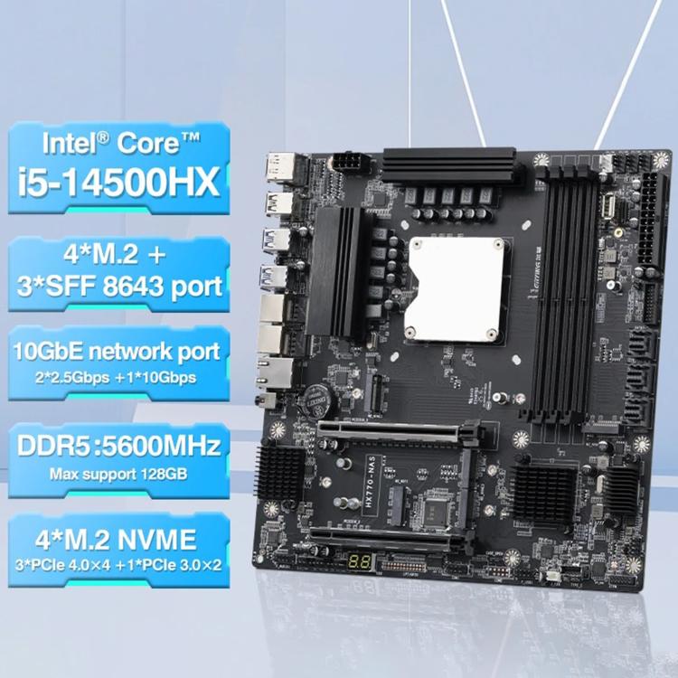 ERYING HX770 Chipset i5-14500HX Onboard CPU NAS Host Motherboard, i5-14500HX