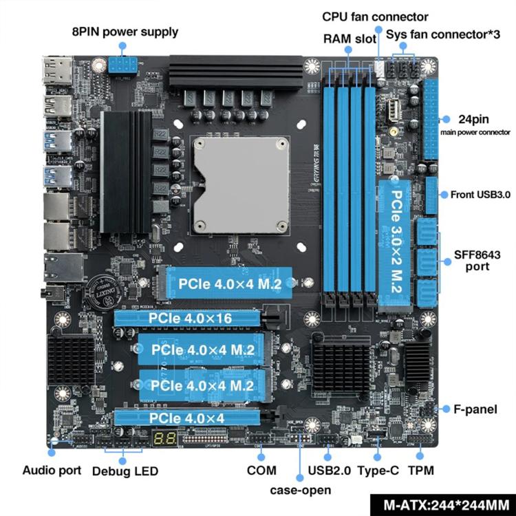 ERYING HX770 Chipset i5-14500HX Onboard CPU NAS Host Motherboard, i5-14500HX