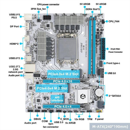 ERYING M-ATX B760M Gaming DDR4 RAM DIY Desktop Computer Motherboard, B760M