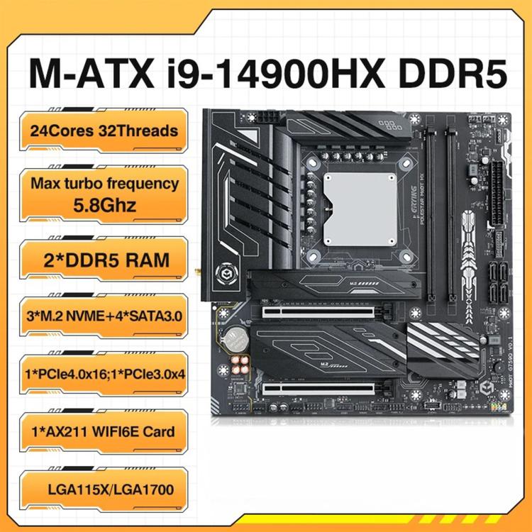 ERYING ATX i9-14900HX Onboard CPU Desktop Computer Motherboard, i9-14900HX