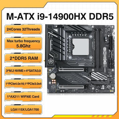 ERYING ATX i9-14900HX Onboard CPU Desktop Computer Motherboard, i9-14900HX