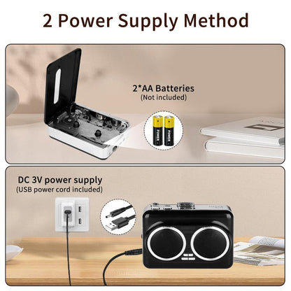 302 Cassette to MP3 Converter Tape Player Portable Dual Speakers