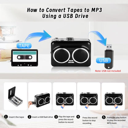 302 Cassette to MP3 Converter Tape Player Portable Dual Speakers