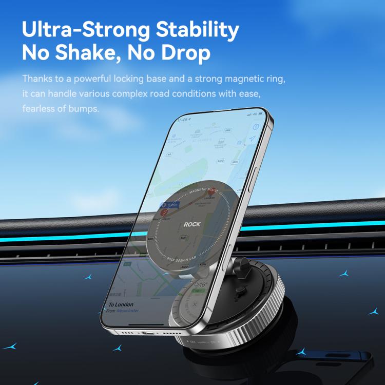 ROCK QS6 Upgraded Vacuum Suction Cup Magnetic Phone Car Holder, QS6