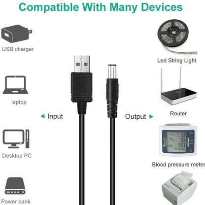 1.5m USB to DC5.5x2.1mm Male Power Cord with 13pcs Converter, 1+13