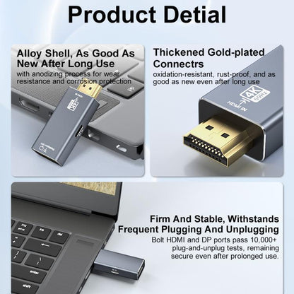 4K 60Hz HDMI Male to DP Female HD Adapter, 60Hz HDMI Male to DP Female