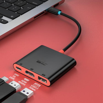 3 in 1 Type-C to HDMI + USB 3.0 + Type-C PD Charging Port Desktop Docking Station, For Nintendo Switch