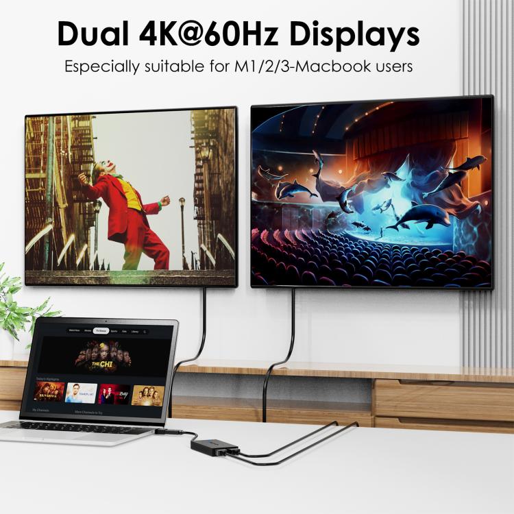 WAVLINK WL-UG6902H USB-A and USB-C / Type-C to Dual HDMI 4K 60Hz Display Adapter, WL-UG6902H