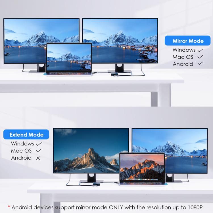 WAVLINK WL-UG6902H USB-A and USB-C / Type-C to Dual HDMI 4K 60Hz Display Adapter, WL-UG6902H
