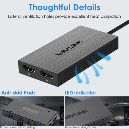 WAVLINK WL-UG6902H USB-A and USB-C / Type-C to Dual HDMI 4K 60Hz Display Adapter, WL-UG6902H