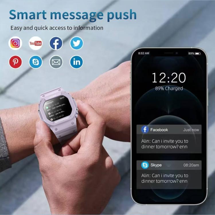 LC31 1.75 inch TFT Full Touch Screen Bluetooth Call Outdoor Sports Smart Watch with Flashlight