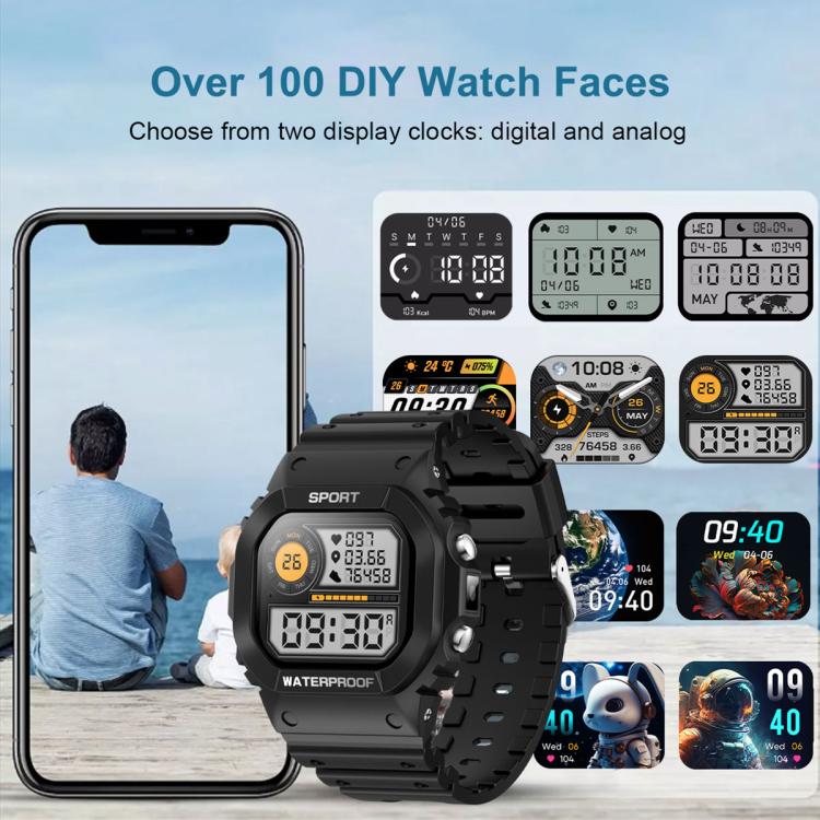 LC31 1.75 inch TFT Full Touch Screen Bluetooth Call Outdoor Sports Smart Watch with Flashlight