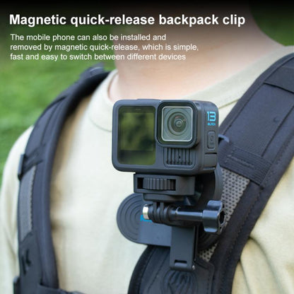 RUIGPRO Magnetic Backpack Clip Mount for Phone & Camera, Clip, Clip + Base, Clip + Base + Adapter