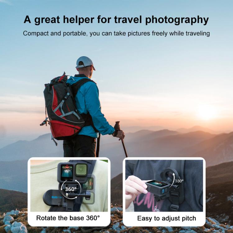 RUIGPRO Magnetic Backpack Clip Mount for Phone & Camera, Clip, Clip + Base, Clip + Base + Adapter