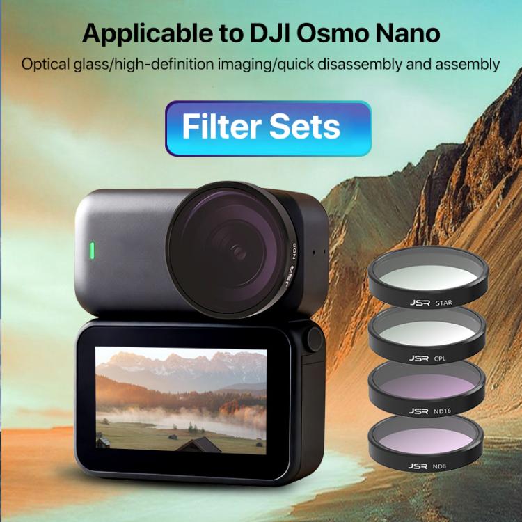 For DJI Osmo Nano JSR LH Series Lens Filter, UV, CPL, ND8, ND16, ND32, ND64, ND8PL, ND16PL, ND32PL, ND64PL, STAR, NIGHT, Black Mist 1/4, 3 in 1 ND8/16/32, 4 in 1 CPL ND8/16/32, 4 in 1 ND8/16/32/64, 4 in 1 ND8-64PL, 6 in 1 ND8-64 CPL UV...