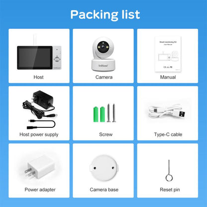 SriHome DH050-SH064 5 inch Baby Monitor Care Camera Kit, EU Plug, US Plug, UK Plug, AU Plug