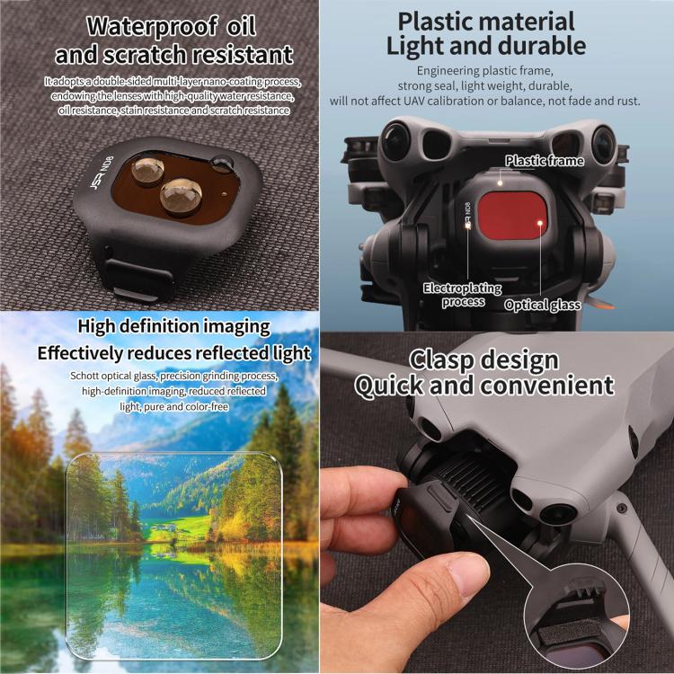 For DJI Mini 5 Pro JSR CB Series Clip-on Drone Camera Lens Filter, MCUV, CPL, ND8, ND16, ND32, ND64, ND128, ND256, ND8PL, ND16PL, ND32PL, ND64PL, STAR, NIGHT, Black Mist 1/4, 3 in 1 CPL ND16/64, 4 in 1 CPL ND8/32/128, 4 in 1 ND8-64, 4 in 1 ND8-64PL...