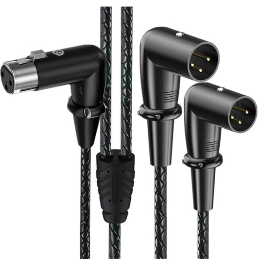 Y-type Balanced Microphone Splitter XLR Audio Cable, Length: 0.5m, Female Elbow to 2xMale Elbow, Female Elbow to Male 2xStraight, Female Straight to 2xMale Elbow, Female Straight to 2xMale Straight