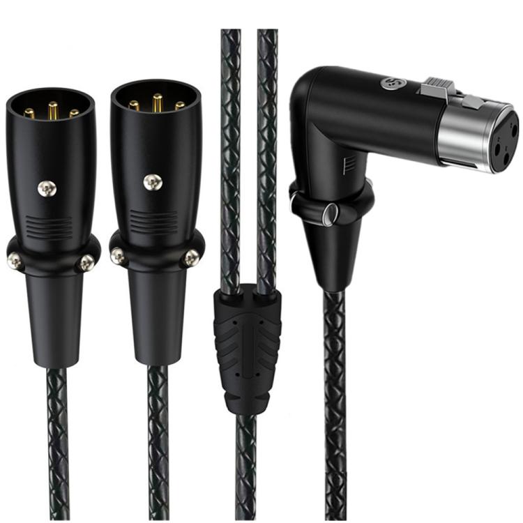 Y-type Balanced Microphone Splitter XLR Audio Cable, Length: 0.5m, Female Elbow to 2xMale Elbow, Female Elbow to Male 2xStraight, Female Straight to 2xMale Elbow, Female Straight to 2xMale Straight