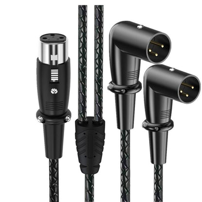 Y-type Balanced Microphone Splitter XLR Audio Cable, Length: 0.5m, Female Elbow to 2xMale Elbow, Female Elbow to Male 2xStraight, Female Straight to 2xMale Elbow, Female Straight to 2xMale Straight