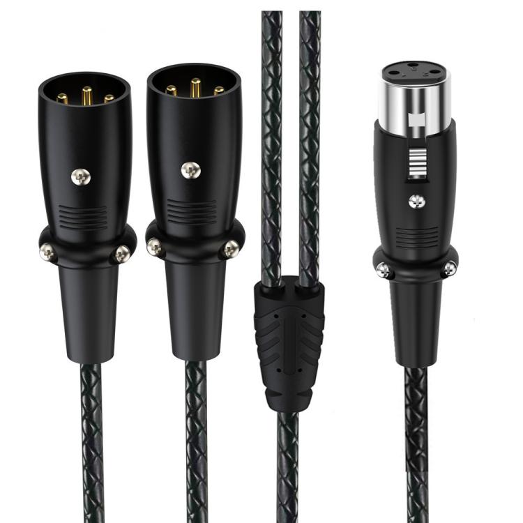 Y-type Balanced Microphone Splitter XLR Audio Cable, Length: 0.5m, Female Elbow to 2xMale Elbow, Female Elbow to Male 2xStraight, Female Straight to 2xMale Elbow, Female Straight to 2xMale Straight