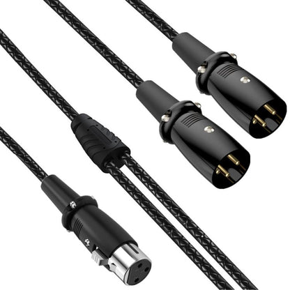 Y-type Balanced Microphone Splitter XLR Audio Cable, Length: 0.5m, Female Elbow to 2xMale Elbow, Female Elbow to Male 2xStraight, Female Straight to 2xMale Elbow, Female Straight to 2xMale Straight