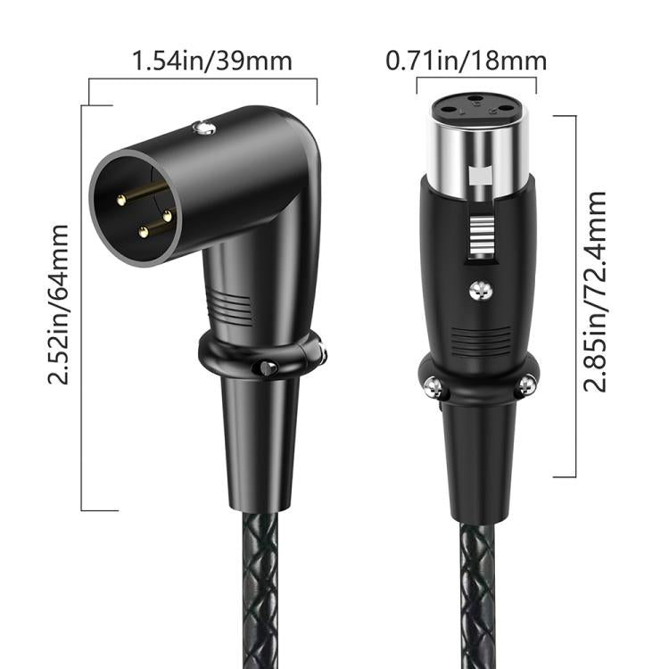 Y-type Balanced Microphone Splitter XLR Audio Cable, Length: 0.5m, Female Elbow to 2xMale Elbow, Female Elbow to Male 2xStraight, Female Straight to 2xMale Elbow, Female Straight to 2xMale Straight