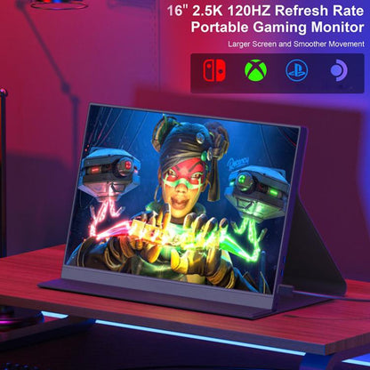 P160Q16BWG 16 inch 2.5K Portable Monitor 120Hz Gaming Extended Screen, 16 inch 2.5K 120Hz