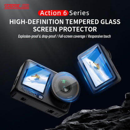 STARTRC 3 in 1 Lens Protector Front and Rear Screen Tempered Glass Films, For DJI Osmo Action 6
