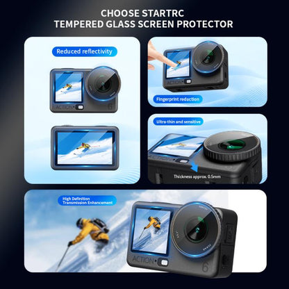 STARTRC 3 in 1 Lens Protector Front and Rear Screen Tempered Glass Films, For DJI Osmo Action 6