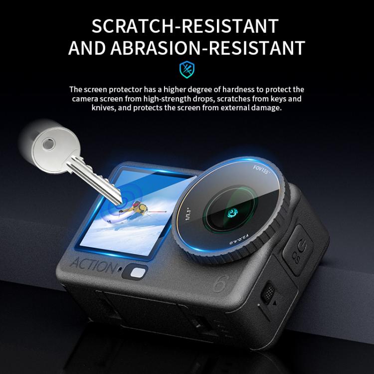 STARTRC 3 in 1 Lens Protector Front and Rear Screen Tempered Glass Films, For DJI Osmo Action 6