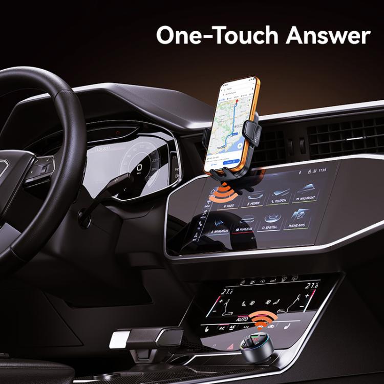 USAMS CC328 30W USB and Type-C Car Fast Charger Digital Display Bluetooth FM, CC328