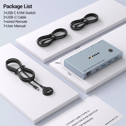 NW-KVMC212H 4K 60Hz USB-C / Type-C Ports Dual Monitor KVM Switch, NW-KVMC212H