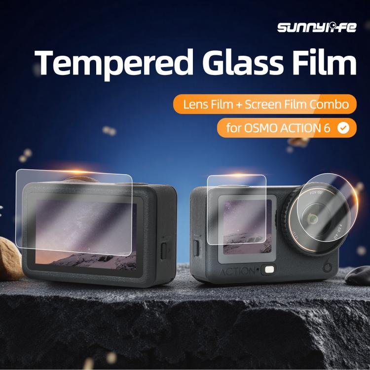 Sunnylife Screen Protector Tempered Glass Film For DJI Osmo Action 6, 1 Set, 2 Sets