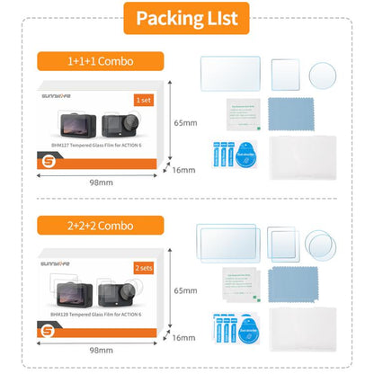 Sunnylife Screen Protector Tempered Glass Film For DJI Osmo Action 6, 1 Set, 2 Sets