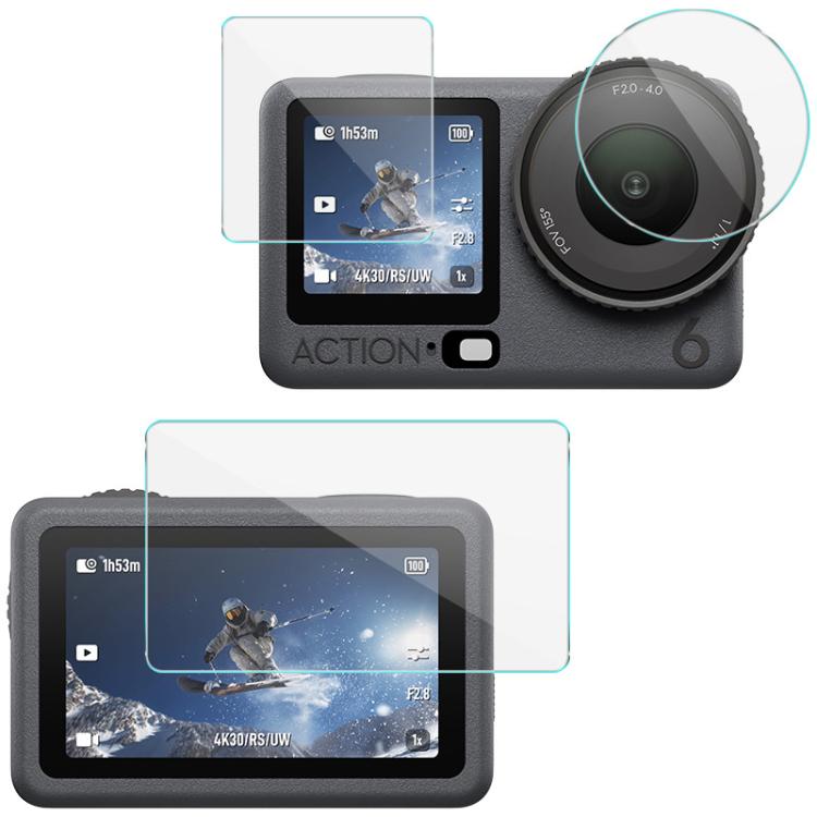 imak Tempered Glass Film with Camera Lens Film, For DJI Osmo Pocket 4, For DJI Osmo Action 6