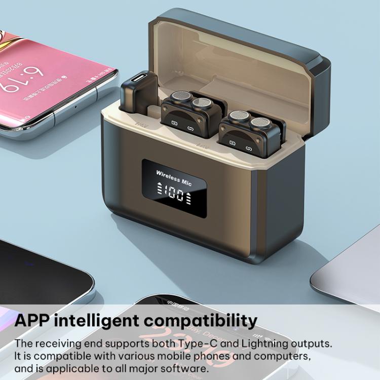 Q12 Type-C / 8 Pin 2 in 1 Lavalier Wireless Microphone, U-shaped RX