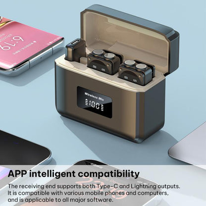 Q12 Type-C / 8 Pin 2 in 1 Lavalier Wireless Microphone, U-shaped RX