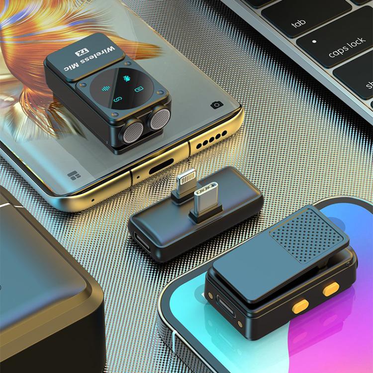 Q12 Type-C / 8 Pin 2 in 1 Lavalier Wireless Microphone, U-shaped RX