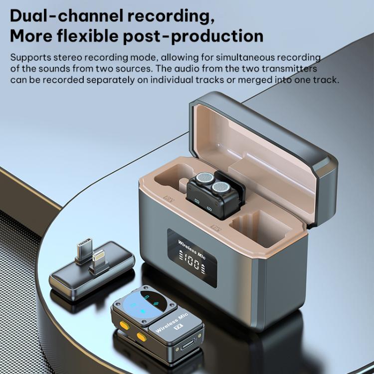 Q12 Type-C / 8 Pin 2 in 1 Lavalier Wireless Microphone, U-shaped RX
