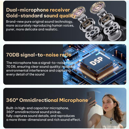 Q9 2 in 1 Lavalier Wireless ENC Microphone, Type-C Plug, 8 Pin Plug