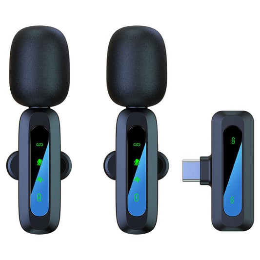 J3 2 in 1 Lavalier Wireless Microphone Noise Reduction Mini Mic, 2 Mics + Type-C Plug, 2 Mics + 8 Pin Plug