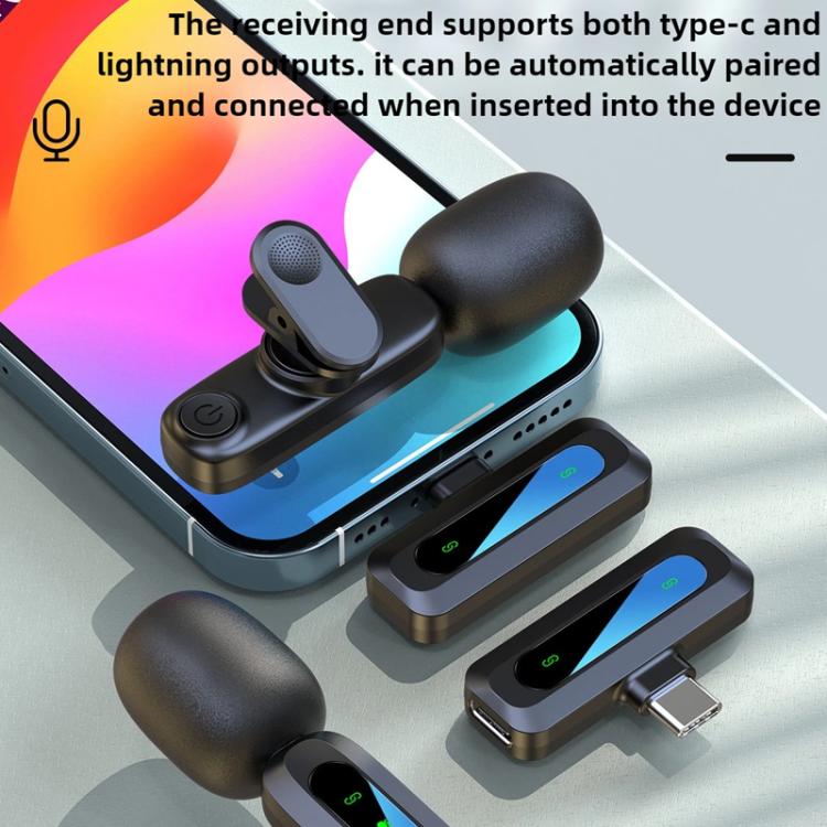 J3 2 in 1 Lavalier Wireless Microphone Noise Reduction Mini Mic, 2 Mics + Type-C Plug, 2 Mics + 8 Pin Plug
