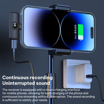J1 Lavalier Wireless Microphone Noise Reduction Mini Mic, 1 Mic + Type-C Plug, 1 Mic + 8 Pin Plug