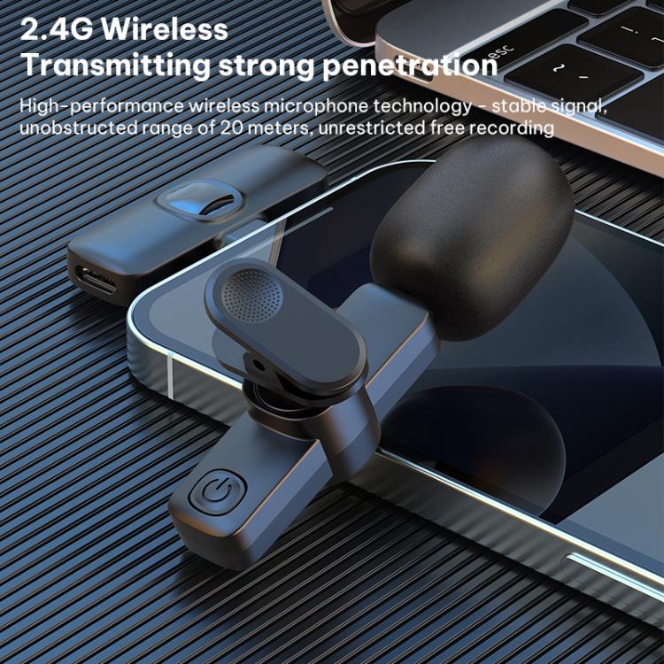 J1 Lavalier Wireless Microphone Noise Reduction Mini Mic, 1 Mic + Type-C Plug, 1 Mic + 8 Pin Plug