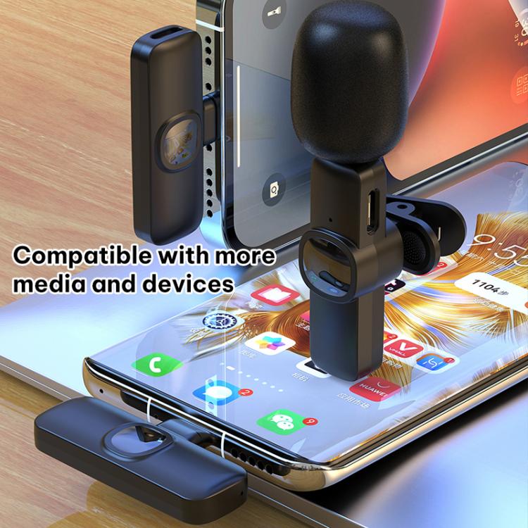 J1 Lavalier Wireless Microphone Noise Reduction Mini Mic, 1 Mic + Type-C Plug, 1 Mic + 8 Pin Plug